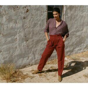 💕DOEN💕 Louvre Pant ~ High Waisted Pleated Ankle Pants Terracotta 6 NWT